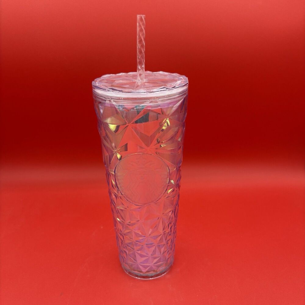 STARBUCKS HOLIDAY 2023 IRIDESCENT PRISM VENTI 24OZ COLD CUP TUMBLER + STRAW